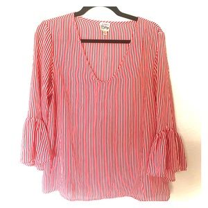 Red and white striped blouse